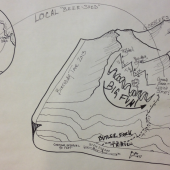 FigureOne Figure 1. An example of a place map for a recent backcountry ski tour. Included in the experience are local place names (toponyms), memories, and emotions, in addition to topography and other technical features of traditional maps. Further, the concept of near and far landscapes are incorporated into the production and consumption of beer on this ski tour.
