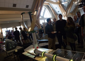 Fig. 9.  A picture of the demonstration of the hybrid energy system in the Design Night event at UVM in 2014.
